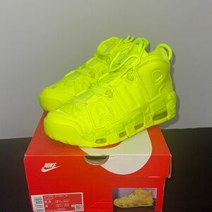 Nike Kids' Air More Uptempo Neon Yellow Athletic Shoes